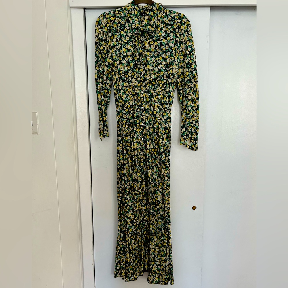 Zara green floral maxi dress